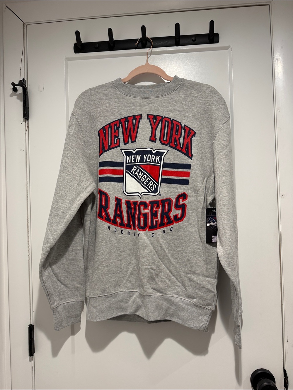 New York Rangers Gray Crewneck Sweater with Team Graphic